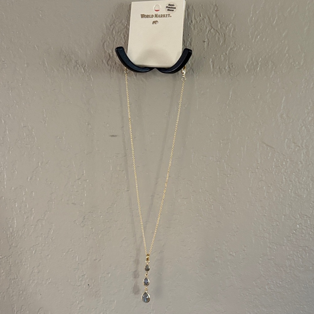Cost Plus World Market Gold Necklace with Teardrop semi precious stones